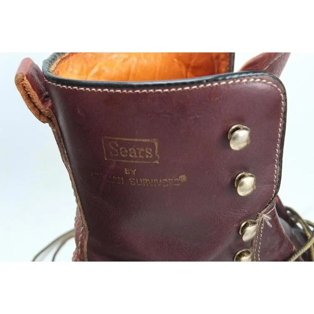 vintage herman survivor SEARS boots hiking lace up leather 60s/70s READ 7.5 D